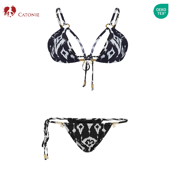 Black White Striped Swimsuit manufacturers